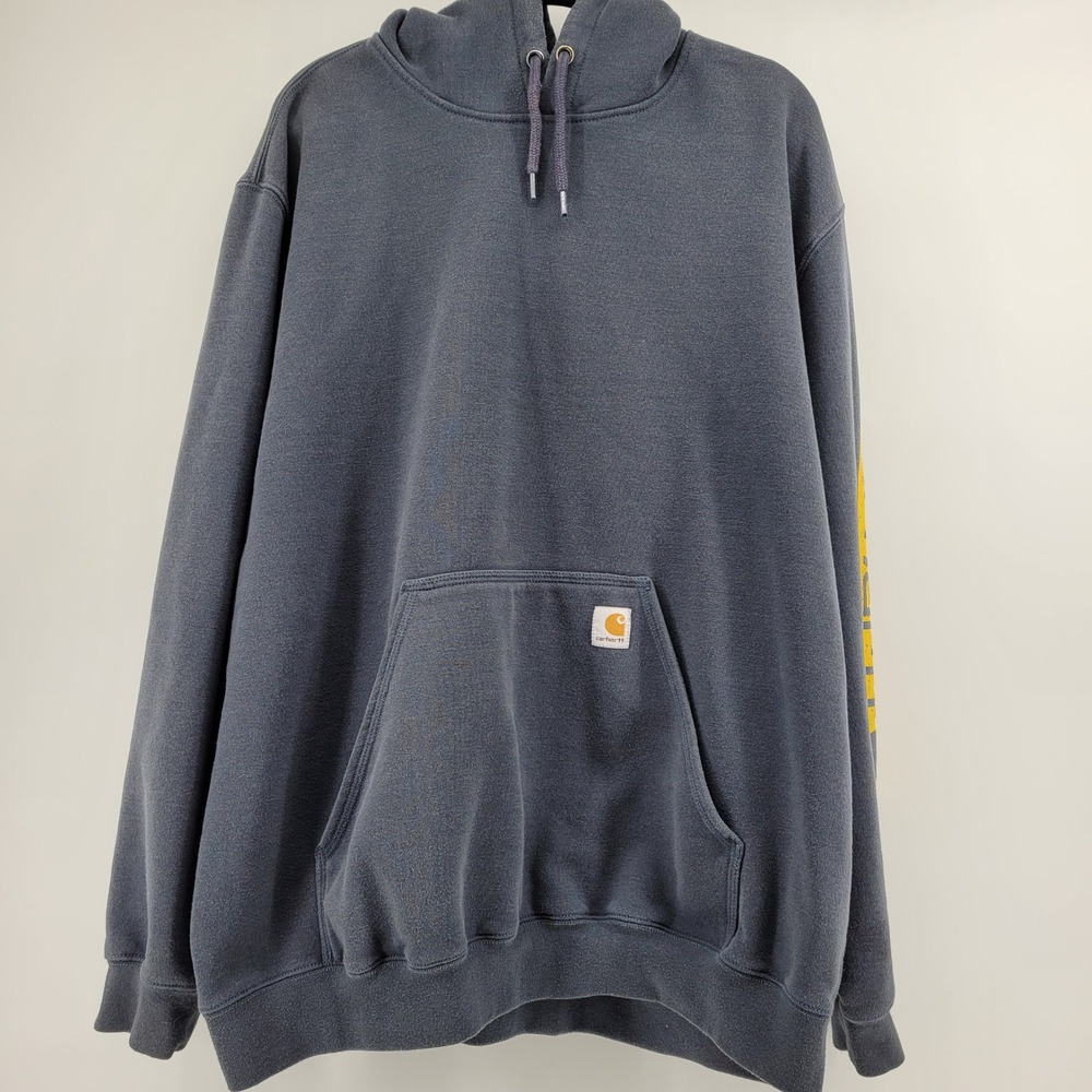 Carhartt Gorpcore Fall Mens 2XL Gray Original Fit Sleeve Logo Hooded Sweatshirt